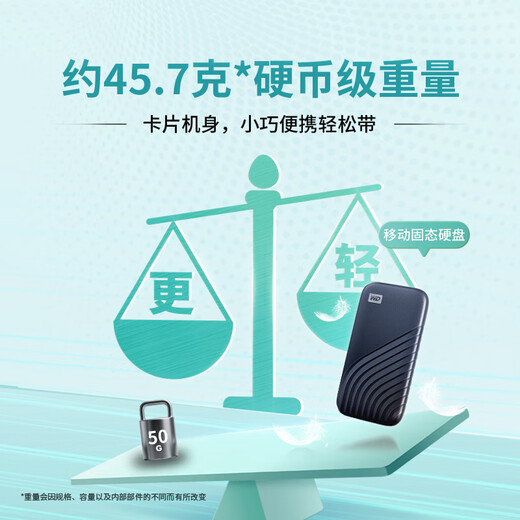 西部数据（WD）2TB NVMe 移动固态硬盘（PSSD）My Passport随行SSD type-c接口 1050MB/s 手机直连笔记本两用外接