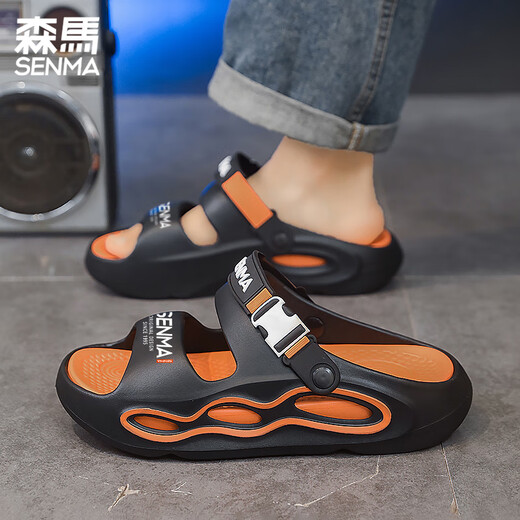 Senma Sandals Men's Trendy Summer 2025 New Outdoor Anti-Slip Thick Sole Wear-Resistant Slippers Outdoor Dual-Use Sports Beach Sandals [Ultravel Edition] White and Black 42 [42-43 Same Size]