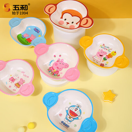 Lebensmittelqualität Melamin-Tabellengeschirr Kindergarten Cartoon Baby ergänzende Lebensmittelschale Kinder Home Bowl Doraemon Doppelohrschale DL-W6049
