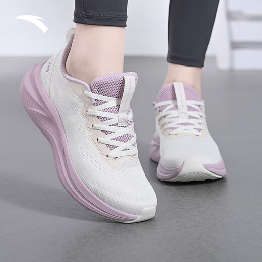 安踏（ANTA）游川丨跑鞋女新款轻便运动鞋减震跑步鞋女软底跳绳鞋休闲鞋子 【游川】象牙白/淡柔粉-1 38