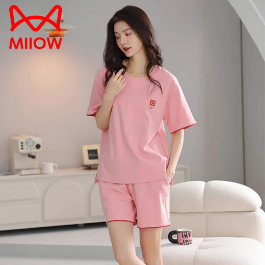 猫人（MiiOW）2025年新款睡衣女夏季爆款纯棉短袖甜美休闲运动家居服套装 Z9855 M 【建议80-100斤穿】