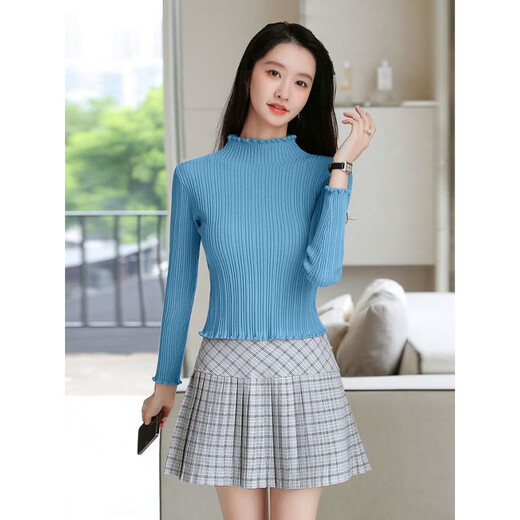 EDJCVTT Half turtleneck pullover sweater for women 2025 spring, autumn and winter new style sweater, fashionable, slim, slim bottoming shirt, white M, recommended 85-95Jin Jin is equal to 0.5 kg