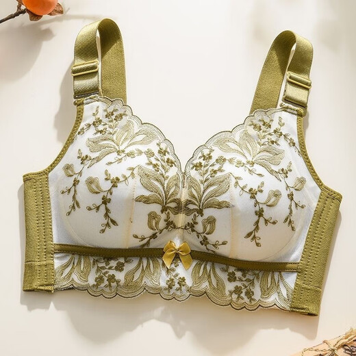 胖东来超市内衣女小胸聚拢调整型加厚上托防下垂收副乳胸罩性感无钢圈文胸 9929荷青色 85A 38_