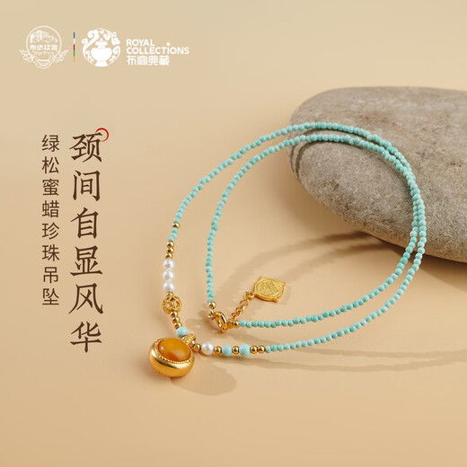 Potala Palace original mine turquoise beeswax pearl pendant 925 silver transfer beads men and women necklace birthday gift for girlfriend
