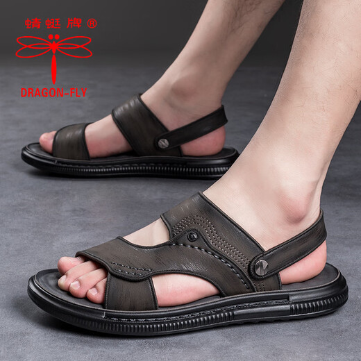 
Dragonfly brand sandals men's summer new men's sandals outdoor dual-purpose non-slip Vietnamese casual beach shoes men's trend 9715 gray 41