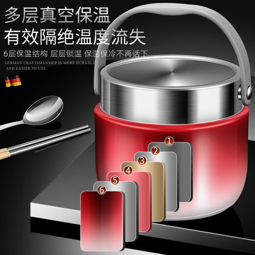 SUPOR 2025 New Vacuum Insulated Lunch Box 24-Hour Extra Long Double-layered Bucket for Office Workers to Bring Rice Stainless Steel Soup Bowl 1.2L Hongmeng Gold 316 Liner