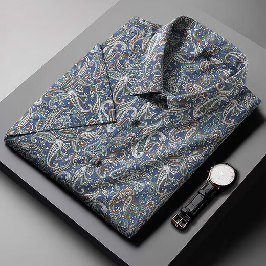 Siete lobos Camisa Europea y Americana de Men Spreved Shirt Man Fat Man Summer Fin Digital Breats Plus Fat Fat Buse Salled Micro-Sleved Tend 9202 Red L (175) 9205*175/109