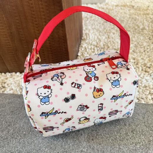 New cartoon cosmetic bag for makeup, washing, portable travel, portable storage, large capacity, cute three-dimensional handbag, red portable kt printed small bag