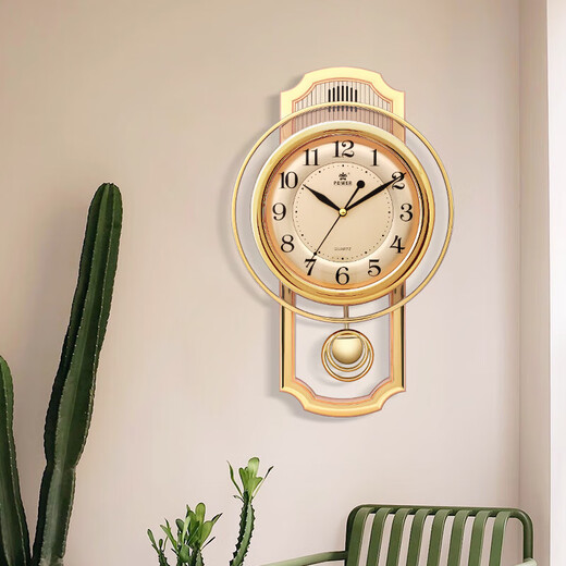 Power European Creative Punch Free Quartz Clock Clock de pared simple [Música programada] 6173A Música Tiempo Report_flat swing