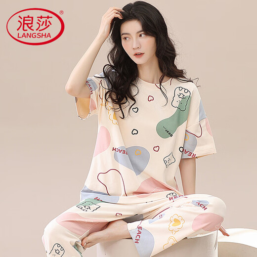 Langsha Light Luxury 2025 Neues Pyjama für Frauen, Sommer mit kurzer Kurzärmel-Hosen, Frühlings- und Herbst-Sommerstil, Frauenkleidung für Frauen zwei Stücke ZH-9720 L