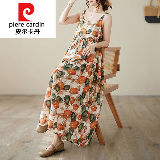 皮尔卡丹（pierre cardin）针织2025潮流夏季波西米亚小碎花拼接吊带连衣裙女宽松显瘦大摆蛋 1105 均码 大