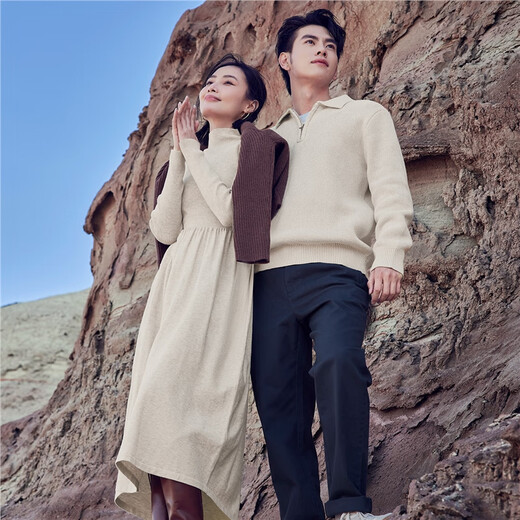 Giordano sweater men's machine washable thickened pullover sweater long-sleeved lapel half-zip sweater for men 01054785