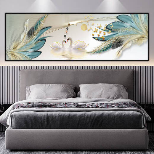 中掌柜金鹿迎福床头画卧室床头画自粘贴画墙贴宾馆客厅房间背景墙装饰壁 家和富贵TH-1391 宽90cmx高30cm