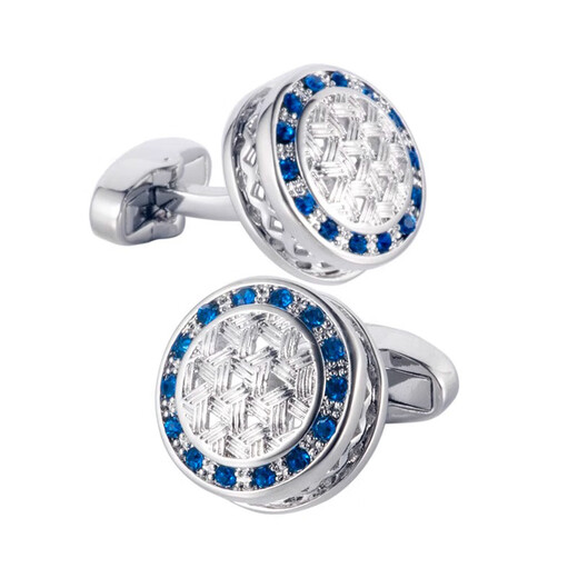 NOSSKISS欧式复古袖扣优雅绅士袖钉钢色镶蓝钻男法式衬衫袖口生日礼物送礼 玫瑰金色 φ20mm