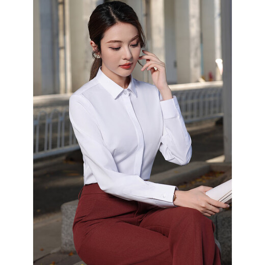 桢译竹纤维职业白衬衫女短袖正装薄方领气质工作服衬衣寸 孔雀蓝暗门襟/微弹Z6621-7长衫 S