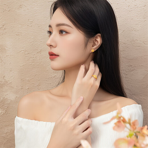 Shipulin 18K ring gold sugar cube synthetic cubic zirconia stone inlaid gift recipient No. 13 circle