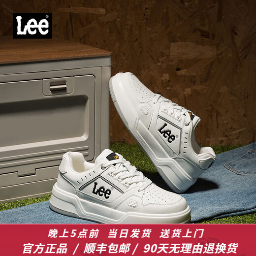 Lee男鞋设计感增高休闲鞋男士时尚经典板鞋厚底运动鞋百搭鞋子男潮鞋 白色 L243UB687 39 【偏大/请拍小一码】