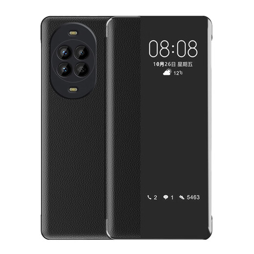 GULLFOSS HUAWEI NOVA14 Mobilfunkhülle Nova14pro Schutzhülle Nova14ultra Lederhülle Flip-Typ Full-Pack-Spiegel Anti-Fall-Fingerabdruck 14 Vitalität Version Fensterhülle ausgewähltes Napa-Leder [Schwarz] Flip-Typ-Fenster Huawei Nova 14pro 14Pro