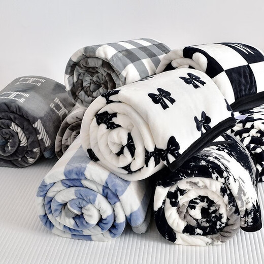 Double-sided velvet blanket quilt thickened cover blanket winter sheets dormitory single office double-layer milk velvet bed blanket ink painting 100*150cm baby blanket