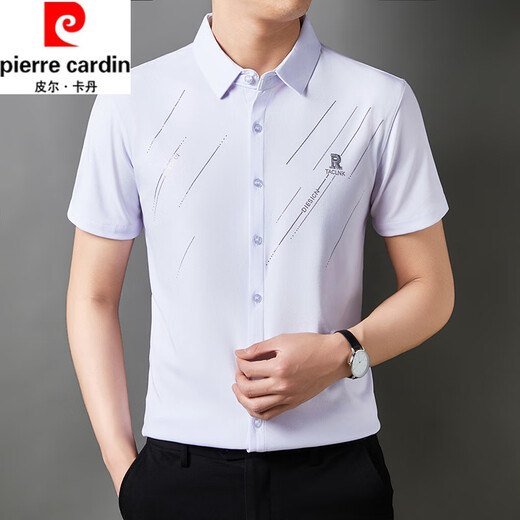 Pierre cardin high-end temperament fashionable short-sleeved shirt for men in summer new markless droop free business casual middle-aged loose 6626 black short-sleeved shirt M 165 suggestion 100-115Jin [Jin equals 0.5 kg]