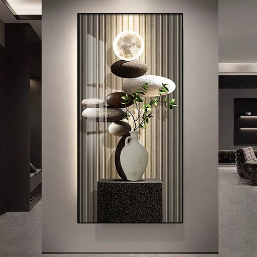 Wen Shiou's entrance painting is opposite the door Feng Shui with lamps and stones to operate the decorative sense LED lamps into the door wall light luxury T12250 60*120 (recommended 4 of 0.8 meters-0.9 meters