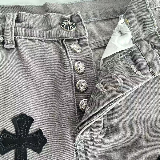 Crowxinping 25ssch Crowxin Crowxin Label de cuero lavado Jeans Dopamine Jeans Cement Grey LC9928 Cemento Gris LC9928 28