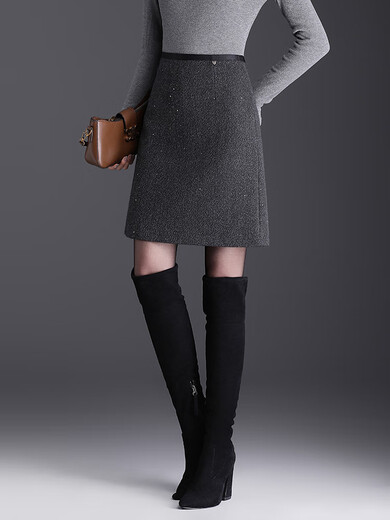 ROMON Xiaoxiang Fengdian Starry Sky Short Skirt for Women 2025 Autumn New High-waisted Korean Style Half-body Hip-covering Skirt for Women Black M Weight 90-100Jin Jin is equal to 0.5 kg