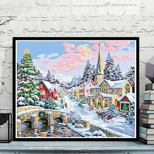 Miaopu Lesam Digitalöl Malerei Handgefertigte DIY-Hochdifferschaft Klavier Familie Malvorlagen Malvorlagen Malvorlagen Geschenklichter zuerst im Wohnzimmer ZL693 Freizeitvilla 40*50 Rahmen (Schwarz-Weiß-Gold) Farbnoten x Individuum Individuum