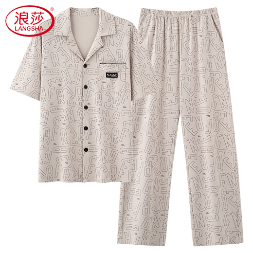 Langsha 2025 neuer Pyjamas für Männer dünne Baumwoll-Kurzärmelhosen Dünne Sommer-Heimbekleidungsanzug F-9859 3xl