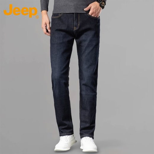 Jeep (Jeep) American Trendy Jeans Men's Loose Straight 2025 Summer New Casual Stretch Colters 6913 Blue [Jeep Officiel] 28 [90-105Jin [Jin est égal à 0,5 kg]]]