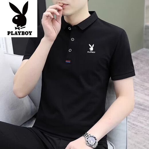 
Playboy pure cotton short-sleeved T-shirt in summer new style without hot lapel breathable and versatile casual thin half-sleeved top polo shirt men 844 white 2XL Recommended 140-155 Jin [Jin equals 0.5 kg]