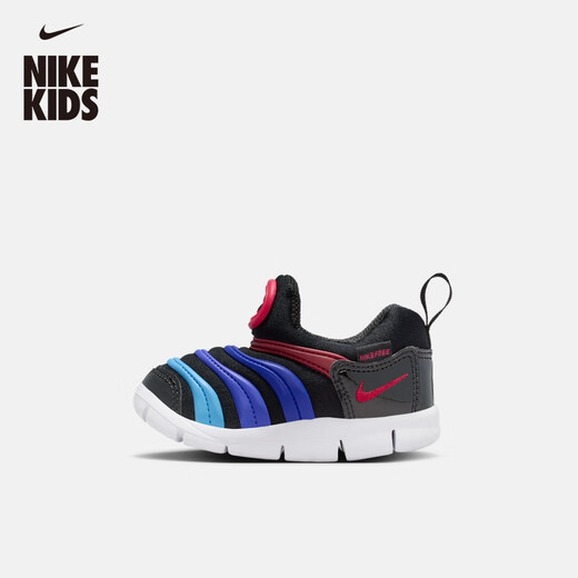Nike caterpillar baby lightweight soft-soled sports shoes for boys and girls in winter, easy to put on and take off, NIKE 343938 031 black/team red/university blue/light grass pink 25