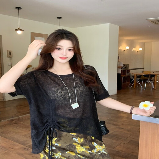 独束胖mm大码女冰丝针织上衣印花半身裙套装A1477上衣+21846半身裙 A1477豆绿色上衣(不含吊带)+2184 XL[120-140] 均码