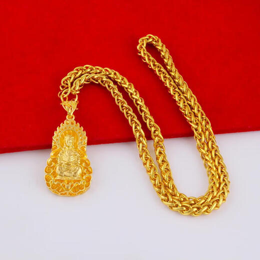 Old Phoenix 999 Bengal red gold jewelry gold dragon brand necklace ethnic style domineering copper gold-plated Guanyin Buddha pendant Guanyin pendant necklace