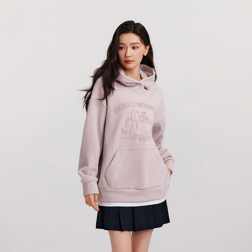 Semir Snoopy series sweatshirt women's mid-length fake two-piece pattern winter oversize polar fleece 101724116019
