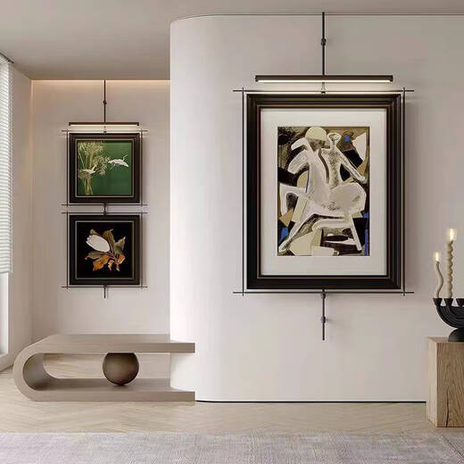 Yonghuan mur métal suspendu boom peinture suspendue avec un style de luxe léger hôtel modèle chambre entrée de thé décoration décoration de style un style global 13575 cadre photo 6380 câblage léger