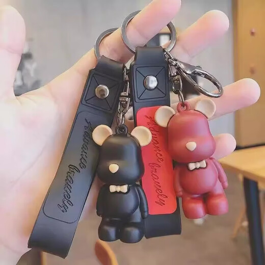 Chamäleon Bär kreativer Schlüsselkette Little Bär Großhandel Autospaare Schlüsselanhänger Puppenschule Hängende Schlüsselkette gewalttätiger Bär Weiche Kleber rosa