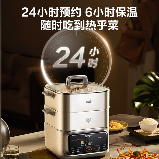 SUPOR 0-beschichteter Dampfgarer, elektrischer Ganzstahl-Dampfgarer, heftiges Feuer, 2100 W, Haushalts-Multifunktionstopf, Eintopf und Dampf, All-in-One, 17 l, dreischichtiger Edelstahl-Dampfgarer mit großem Fassungsvermögen, zur Reservierung erhältlich ZN26FC888