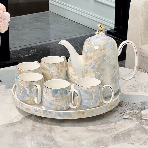 Ruishun tea set for the newlyweds, light luxury high-end cups, water cups, teacups for housewarming, wedding and new house gifts, Glacier Dolphin tea set