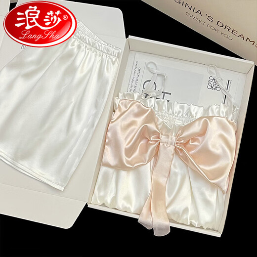 Langsha (Langsha) Sweet Slinging Pajamas de seda delgada para mujeres 2025 Summer NUEVO estilo coreano Internet Estilo de celebridades Sexy Pure Desire Juego de ropa #YX-9214 L [99-115] Jin [Jin equivale a 0.5 kg]