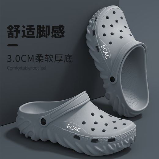 Fat Donglai Croc Shoes Men's 2025 New EVA Anti-Slip Anti-odor Beach Casual Thick-soled Summer Outer-wear Driving Sandals for Men Black Main Image Style _ Thick-soled Wear-Resistant Outer-wear 44-45 Suitable for feet 43-44