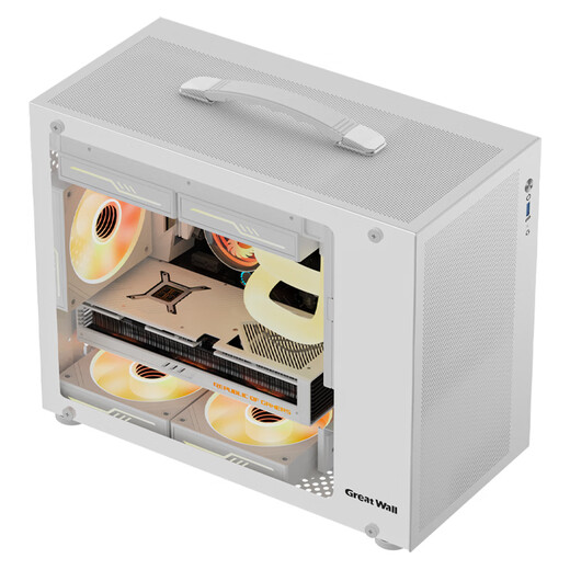 长城（Great Wall）魅影M5W白色电脑机箱（镀铝提手/金属面板/玻璃侧板/MATX主板/5风扇位/USB3.0/240水冷/5080显卡）