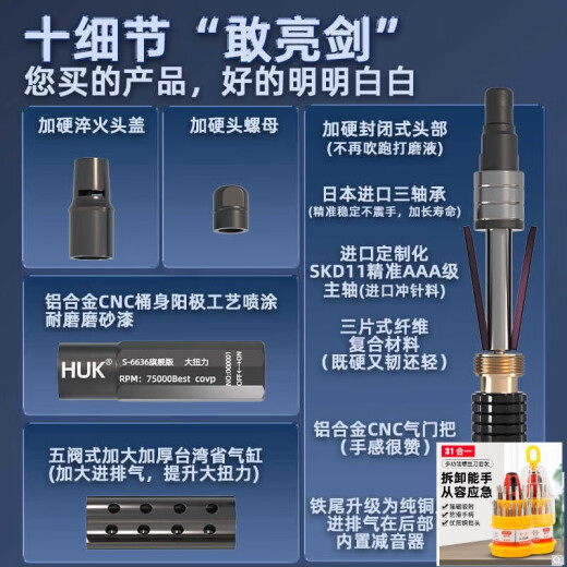 
Large ball, small round, small pneumatic grinder, air grinder, industrial grade 3m handle, small pneumatic grinding, polishing, S663 upgraded model 6636 single machine + cylindrical 1.5MM (imported grinding