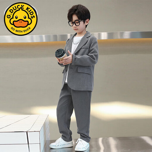 
G.DUCKKIDS boy suit set British children's casual suit cool and handsome 2025 new mid-to-large children's dress for one year old fashion gray 130 cm