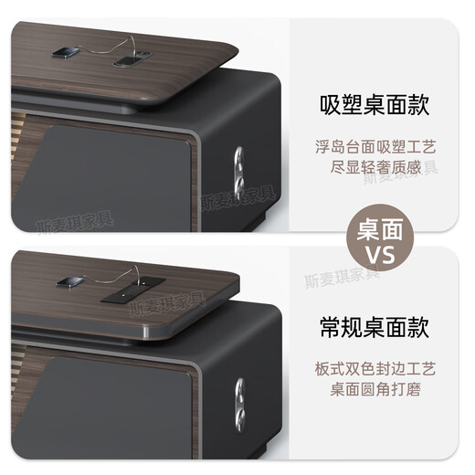 Simaqi boss desk office desk light luxury high-end modern simple short side cabinet president desk executive desk manager desk computer desk 2.0 meters table blister surface + chair + five-door bookcase