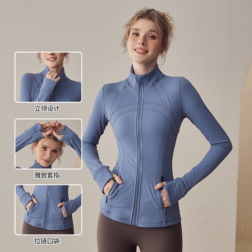 LULULOMDDW Yoga Wear Jacket Women's Slim Stand Collar Autumn and Winter Running Sports Top Pilates Training Fitness Wear Long Sleeve Women Black M