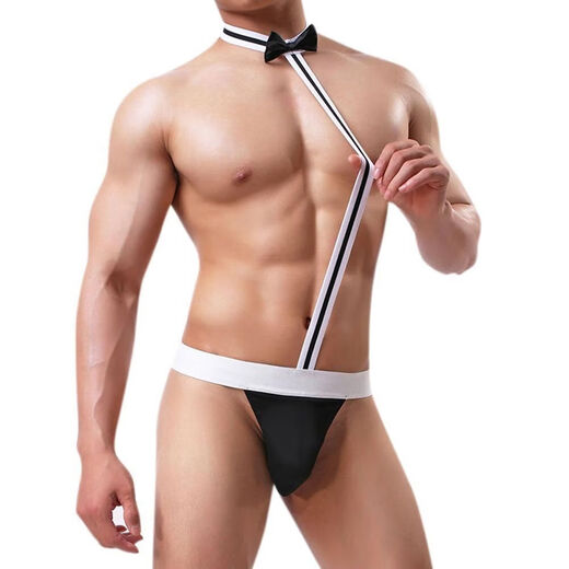 Sexy underwear male servant jumpsuit thong men sex underwear sexy waiter and macho man red one size