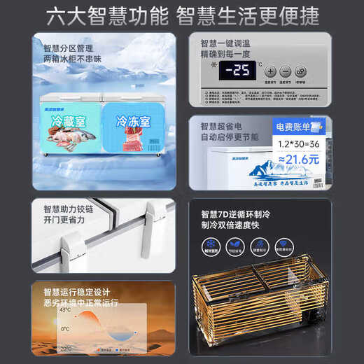 华硕冰柜商用家用冷柜卧式大容量全冷冻柜展示柜 华硕智控减霜节能款 【1048】单温丨智能温控丨6D铜管 空柜可达0至-30度【6D铜管制冷】
