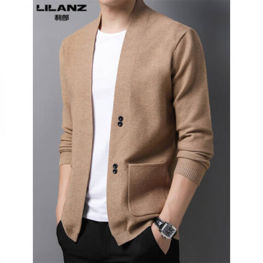 Lilang Herrenpullover Strickjacke Korean Style Casual Strickjacke Herren Herbst und Winter Schal Herrenpullover, Kamelfarbe M 16590-120jin [Jin gleich 0,5 kg]