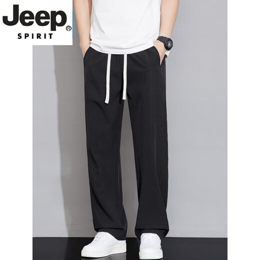 Jeep Spirit Light Luxury High-end Summer Ice Silk Silk Straight Leg Casual Bants для мужского льда.